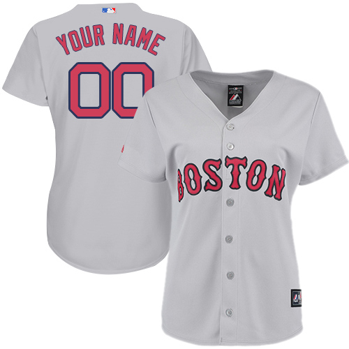 Women's Majestic Boston Red Sox Customized Replica Grey Road Cool Base MLB Jersey