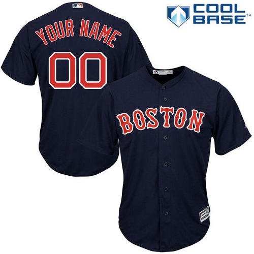 Youth Majestic Boston Red Sox Customized Replica Navy Blue Alternate Road Cool Base MLB Jersey