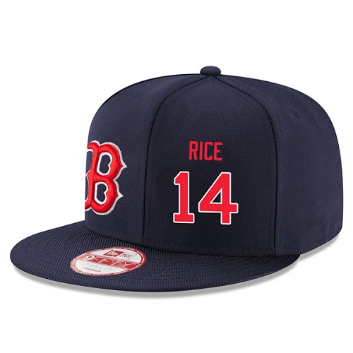 MLB Men's New Era Boston Red Sox #14 Jim Rice Stitched Snapback Adjustable Player Hat - Navy Blue/Red
