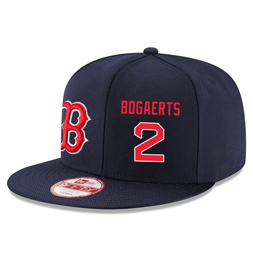 MLB Men's New Era Boston Red Sox #2 Xander Bogaerts Stitched Snapback Adjustable Player Hat - Navy Blue/Red