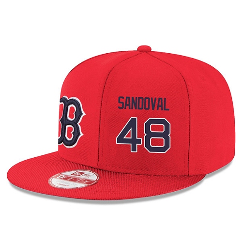MLB Men's New Era Boston Red Sox #48 Pablo Sandoval Stitched Snapback Adjustable Player Hat - Red/Navy