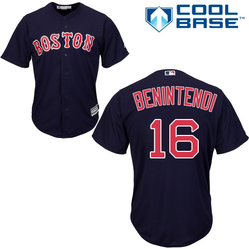 Men's Majestic Boston Red Sox #16 Andrew Benintendi Replica Navy Blue Alternate Road Cool Base MLB Jersey