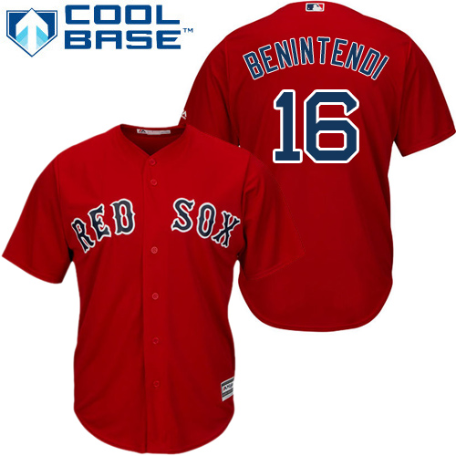Men's Majestic Boston Red Sox #16 Andrew Benintendi Replica Red Alternate Home Cool Base MLB Jersey