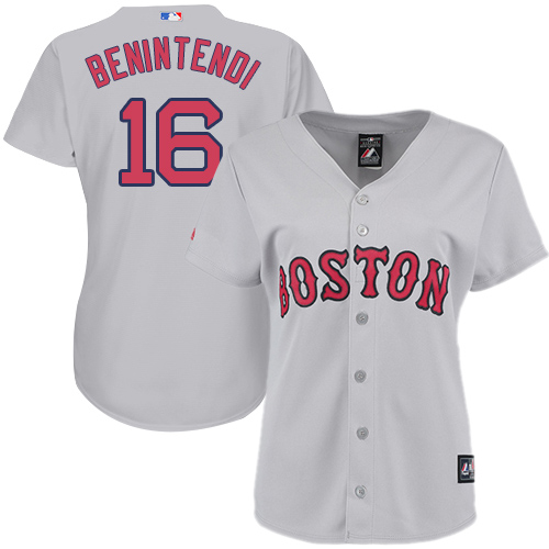 Women's Majestic Boston Red Sox #16 Andrew Benintendi Replica Grey Road MLB Jersey