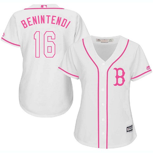 Women's Majestic Boston Red Sox #16 Andrew Benintendi Replica White Fashion MLB Jersey