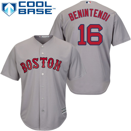 Youth Majestic Boston Red Sox #16 Andrew Benintendi Replica Grey Road Cool Base MLB Jersey