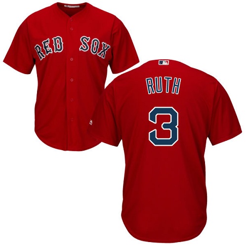 Men's Majestic Boston Red Sox #3 Babe Ruth Replica Red Alternate Home Cool Base MLB Jersey