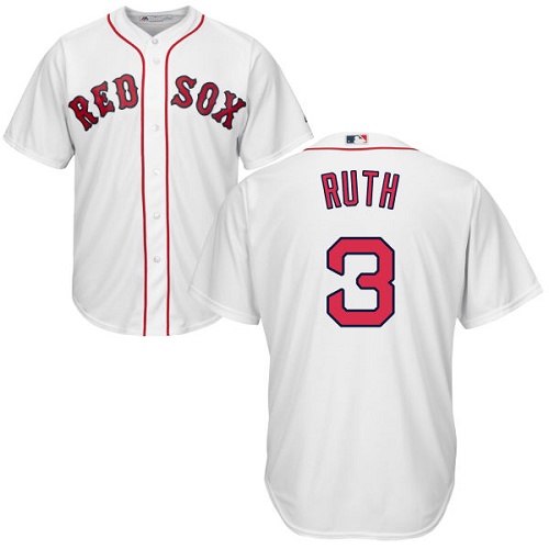 Men's Majestic Boston Red Sox #3 Babe Ruth Replica White Home Cool Base MLB Jersey