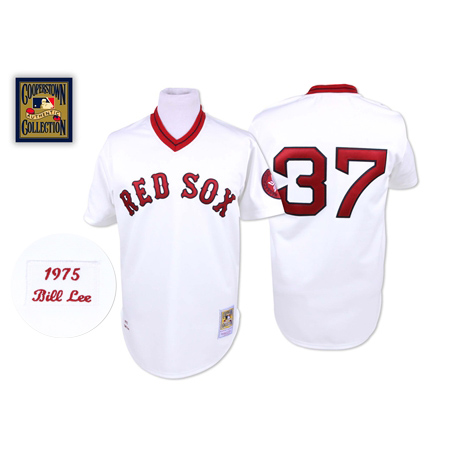 Men's Mitchell and Ness Boston Red Sox #37 Bill Lee Authentic White Throwback MLB Jersey