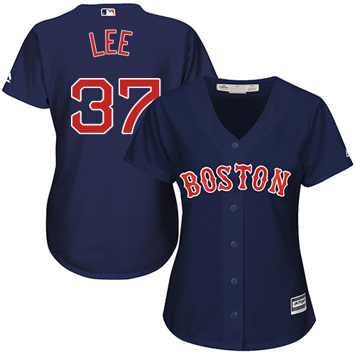 Women's Majestic Boston Red Sox #37 Bill Lee Authentic Navy Blue Alternate Road MLB Jersey