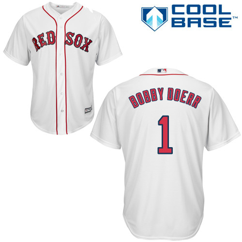 Men's Majestic Boston Red Sox #1 Bobby Doerr Replica White Home Cool Base MLB Jersey