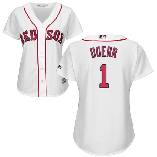 Women's Majestic Boston Red Sox #1 Bobby Doerr Authentic White Home MLB Jersey