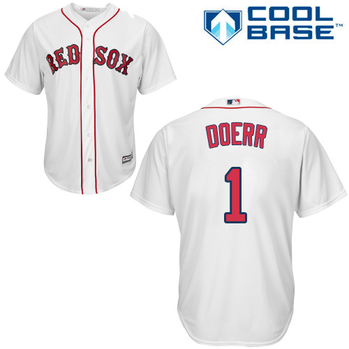 Youth Majestic Boston Red Sox #1 Bobby Doerr Replica White Home Cool Base MLB Jersey