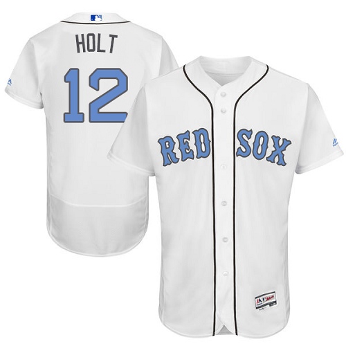 Men's Majestic Boston Red Sox #12 Brock Holt Authentic White 2016 Father's Day Fashion Flex Base MLB Jersey