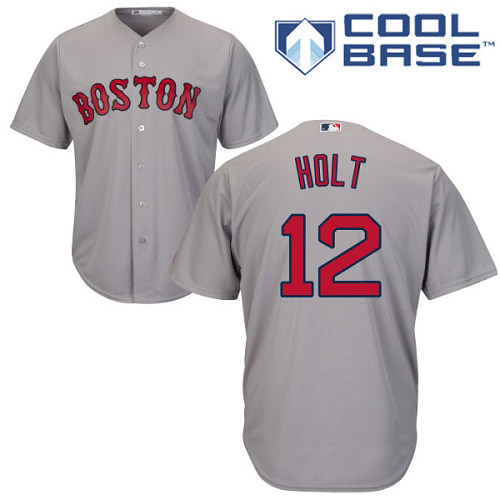 Men's Majestic Boston Red Sox #12 Brock Holt Replica Grey Road Cool Base MLB Jersey