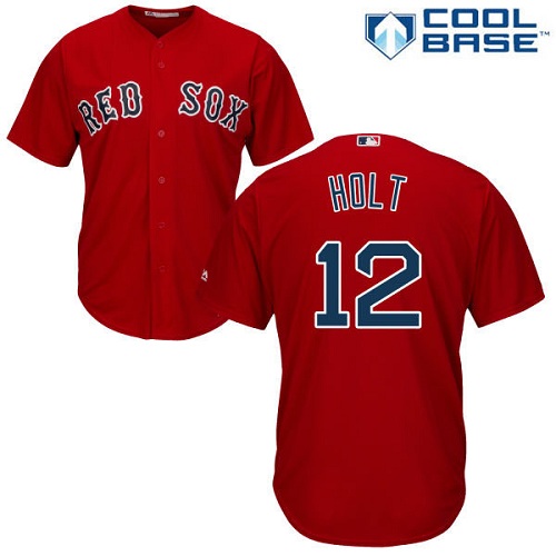 Men's Majestic Boston Red Sox #12 Brock Holt Replica Red Alternate Home Cool Base MLB Jersey