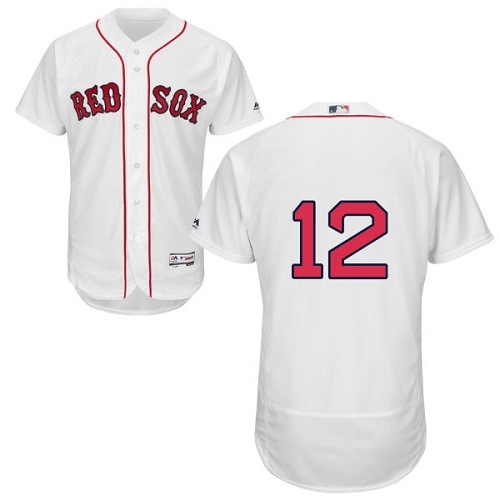 Men's Majestic Boston Red Sox #12 Brock Holt White Home Flex Base Authentic Collection MLB Jersey