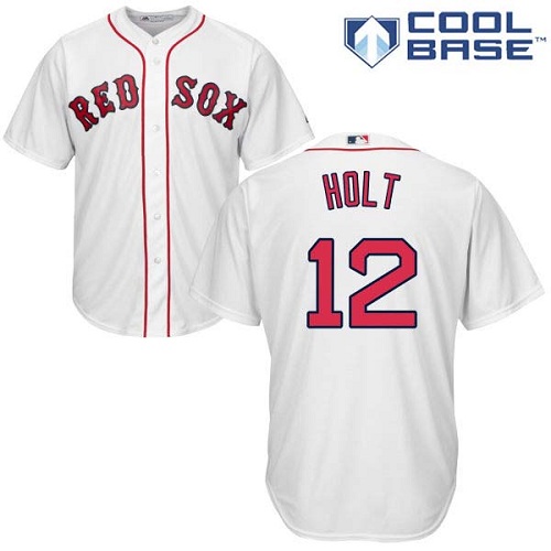 Youth Majestic Boston Red Sox #12 Brock Holt Authentic White Home Cool Base MLB Jersey