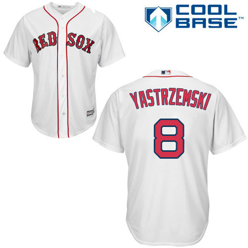 Youth Majestic Boston Red Sox #8 Carl Yastrzemski Authentic White Home Cool Base MLB Jersey