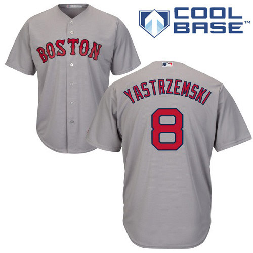 Youth Majestic Boston Red Sox #8 Carl Yastrzemski Replica Grey Road Cool Base MLB Jersey