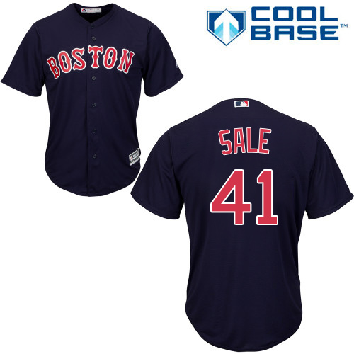 Men's Majestic Boston Red Sox #41 Chris Sale Replica Navy Blue Alternate Road Cool Base MLB Jersey