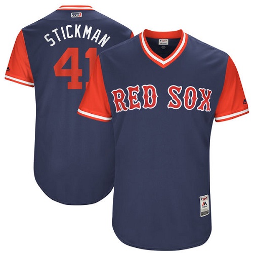 Men's Chris Sale Boston Red Sox #41 'Stickman' Navy Blue 2017 Players Weekend MLB Jersey