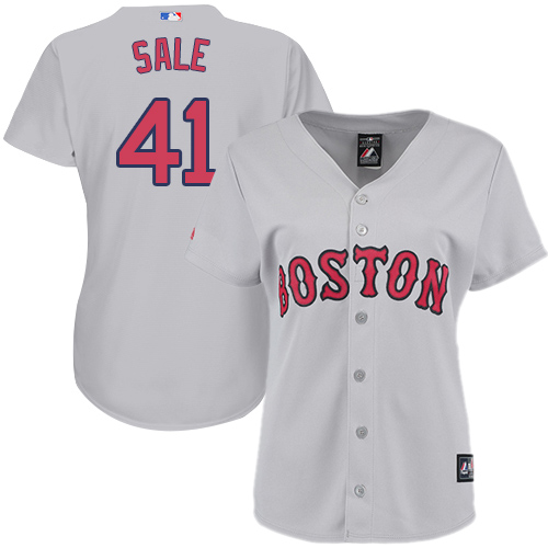 Women's Majestic Boston Red Sox #41 Chris Sale Authentic Grey Road MLB Jersey