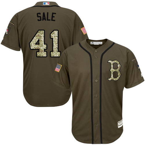 Youth Chris Sale Boston Red Sox #41 Green Salute to Service MLB Jersey