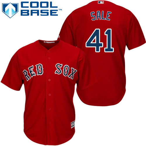 Youth Majestic Boston Red Sox #41 Chris Sale Authentic Red Alternate Home Cool Base MLB Jersey