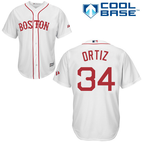 Men's Majestic Boston Red Sox #34 David Ortiz Authentic White New Alternate Home Cool Base MLB Jersey