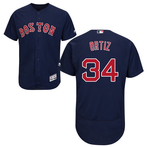 Men's Majestic Boston Red Sox #34 David Ortiz Navy Blue Alternate Flex Base Authentic Collection MLB Jersey
