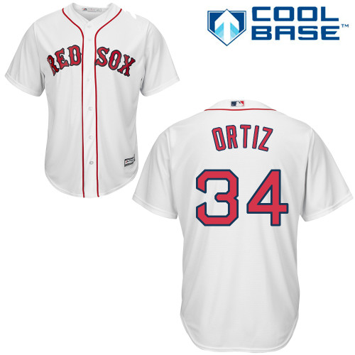 Men's Majestic Boston Red Sox #34 David Ortiz Replica White Home Cool Base MLB Jersey