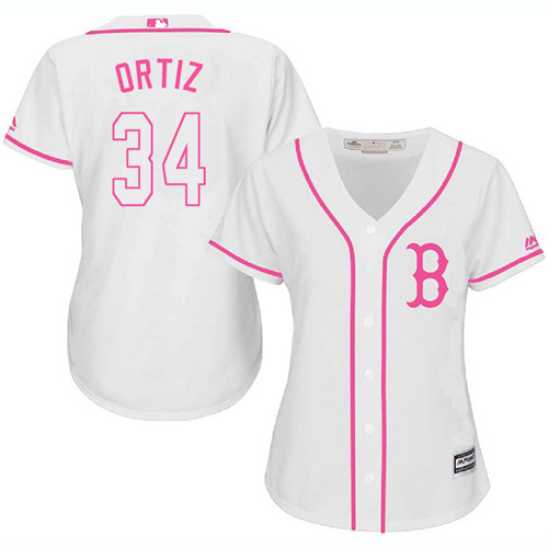 Women's Majestic Boston Red Sox #34 David Ortiz Replica White Fashion MLB Jersey