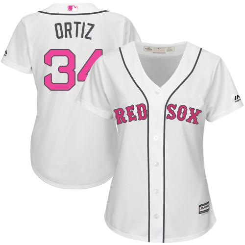 Women's Majestic Boston Red Sox #34 David Ortiz Replica White Mother's Day MLB Jersey