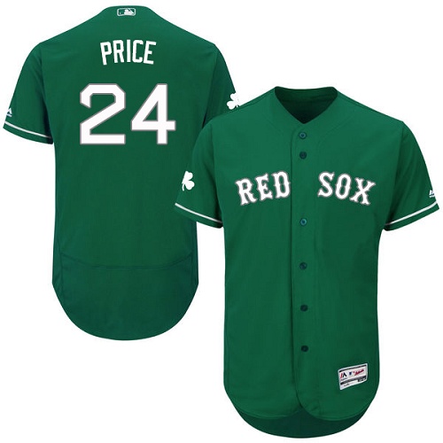 Men's Majestic Boston Red Sox #24 David Price Green Celtic Flexbase Authentic Collection MLB Jersey