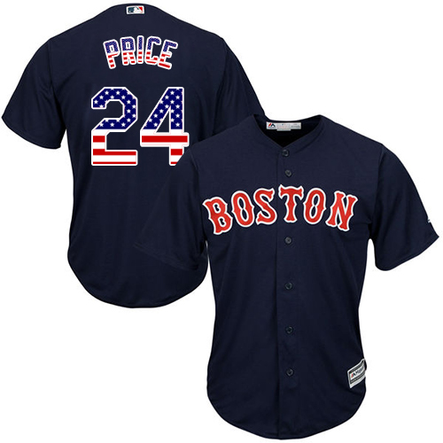 Men's Majestic Boston Red Sox #24 David Price Replica Navy Blue USA Flag Fashion MLB Jersey