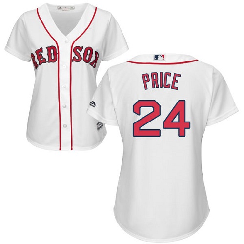 Women's Majestic Boston Red Sox #24 David Price Replica White Home MLB Jersey