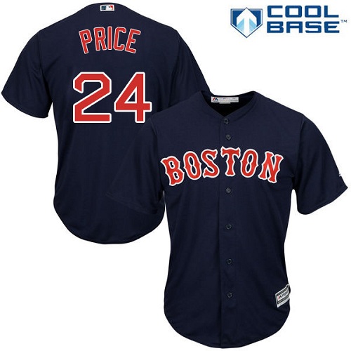 Youth Majestic Boston Red Sox #24 David Price Authentic Navy Blue Alternate Road Cool Base MLB Jersey