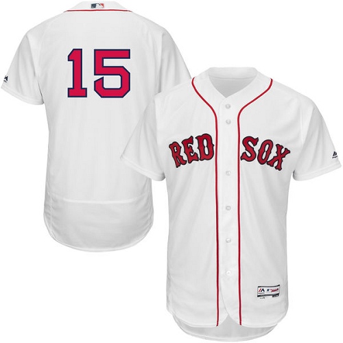 Men's Majestic Boston Red Sox #15 Dustin Pedroia White Home Flex Base Authentic Collection MLB Jersey