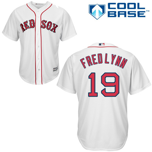 Men's Majestic Boston Red Sox #19 Fred Lynn Replica White Home Cool Base MLB Jersey
