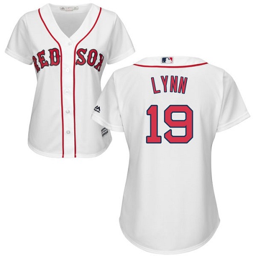 Women's Majestic Boston Red Sox #19 Fred Lynn Authentic White Home MLB Jersey