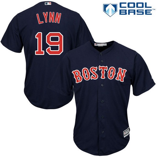 Youth Majestic Boston Red Sox #19 Fred Lynn Replica Navy Blue Alternate Road Cool Base MLB Jersey