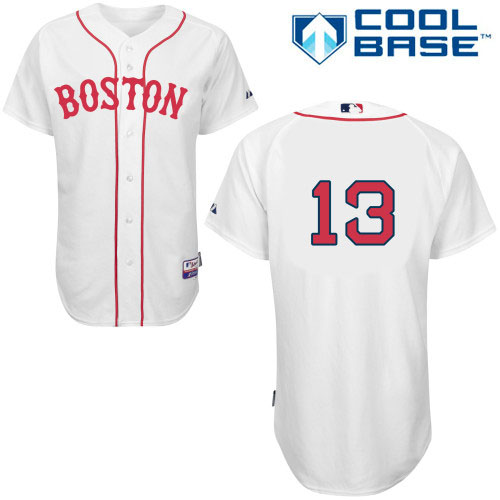 Men's Majestic Boston Red Sox #13 Hanley Ramirez Replica White New Cool Base MLB Jersey