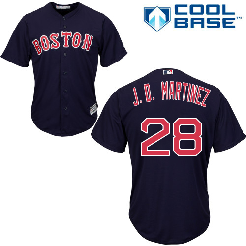 Men's Majestic Boston Red Sox #28 J. D. Martinez Replica Navy Blue Alternate Road Cool Base MLB Jersey