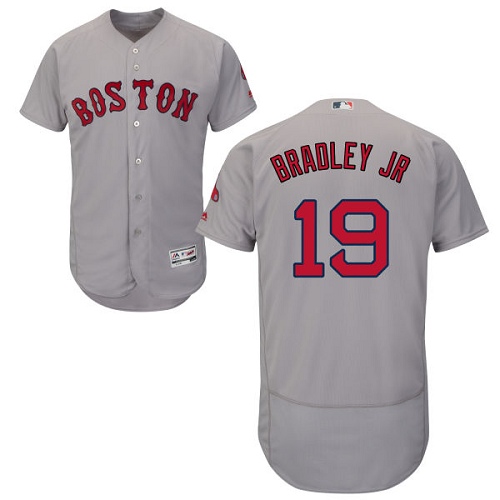 Men's Majestic Boston Red Sox #19 Jackie Bradley Jr Grey Flexbase Authentic Collection MLB Jersey