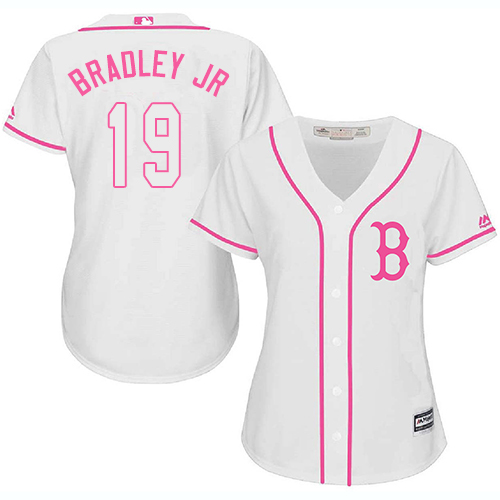 Women's Majestic Boston Red Sox #19 Jackie Bradley Jr Authentic White Fashion MLB Jersey