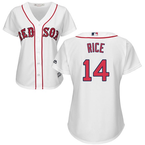 Women's Majestic Boston Red Sox #14 Jim Rice Replica White Home MLB Jersey