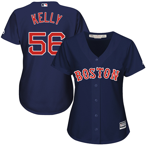 Women's Majestic Boston Red Sox #56 Joe Kelly Authentic Navy Blue Alternate Road MLB Jersey