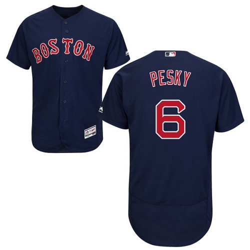 Men's Majestic Boston Red Sox #6 Johnny Pesky Navy Blue Alternate Flex Base Authentic Collection MLB Jersey