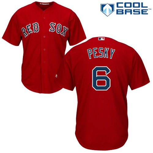 Men's Majestic Boston Red Sox #6 Johnny Pesky Replica Red Alternate Home Cool Base MLB Jersey